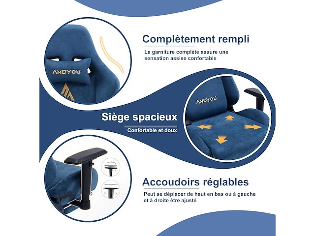 Ergonomische gamingstoel en gamingstoel met telescopisch voetsteunveerkussen - afbeelding 4 van  7
