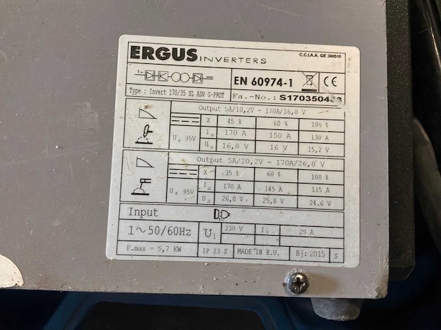 Ergus 170-35 adv inverteer serie laselectroden lasapparaat - afbeelding 2 van  3