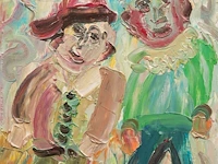 Ernest van den driessche (1894-1985), two figures, oil on panel 35 x 22 cm. (13.77 x 8.66 in.), frame: 50.5 x 37.5 cm. (19.87 x 14.75 in.)