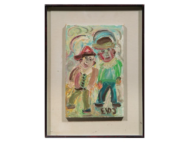 Ernest van den driessche (1894-1985), two figures, oil on panel 35 x 22 cm. (13.77 x 8.66 in.), frame: 50.5 x 37.5 cm. (19.87 x 14.75 in.) - afbeelding 2 van  5
