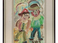 Ernest van den driessche (1894-1985), two figures, oil on panel 35 x 22 cm. (13.77 x 8.66 in.), frame: 50.5 x 37.5 cm. (19.87 x 14.75 in.) - afbeelding 2 van  5