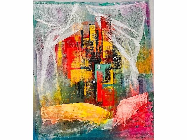 Ernst peter rade - origineel - abstracte stad - topwerk - afbeelding 1 van  12