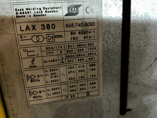 Esab lax 380 mig lasapparaat - afbeelding 8 van  8