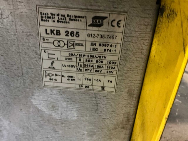 Esab lkb265 mig lasapparaat - afbeelding 7 van  8