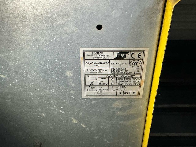 Esab mig c280 pro 4wd mig lasapparaat - afbeelding 6 van  6
