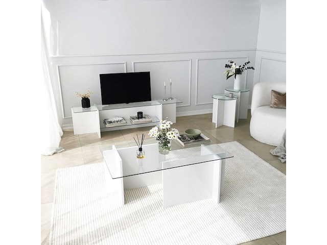 Escape tv tv-standaard | gehard glas | wit - afbeelding 5 van  7