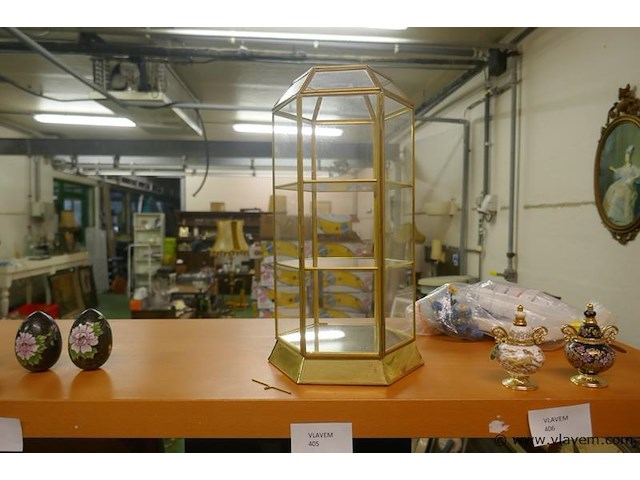 Etagère in koper en glas - afbeelding 1 van  1