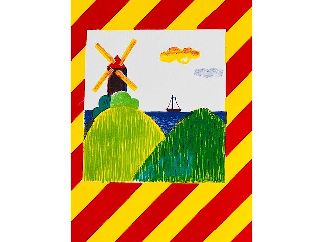 Etienne elias - interieur met lamp - kleurenzeefdruk - afbeelding 4 van  10