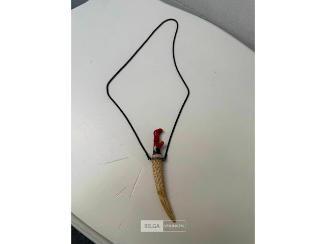 Etnisch juweel ivoor/koraal/zilver - afbeelding 1 van  3