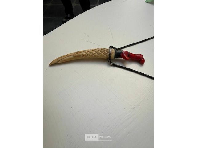 Etnisch juweel ivoor/koraal/zilver - afbeelding 3 van  3