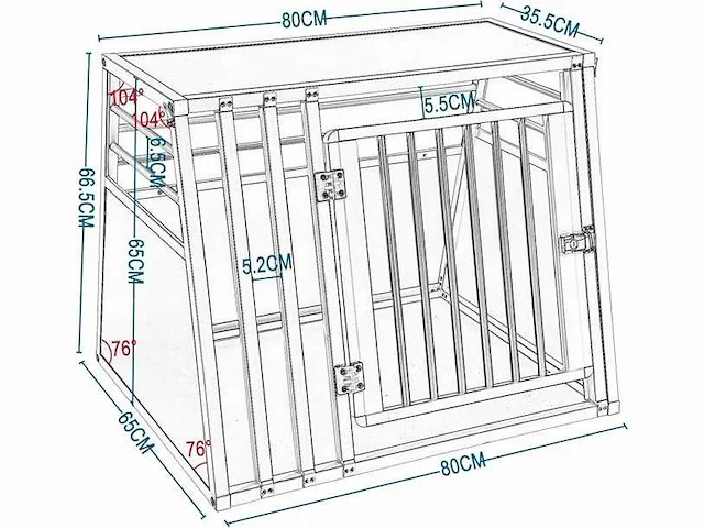 Eugad hondendrager zwart l 80 cm x 65 cm x 65 cm - afbeelding 3 van  3