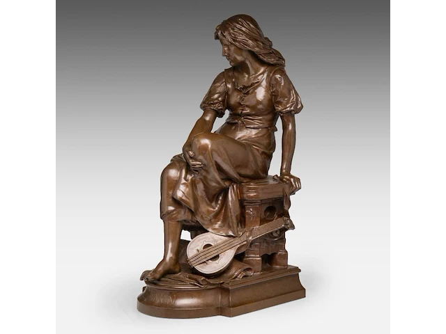 Eugène antoine aizelin (1821-1902), 'mignon', patinated bronze 76 x 28.5 cm. (29.92 x 11.22 in.) - afbeelding 3 van  10
