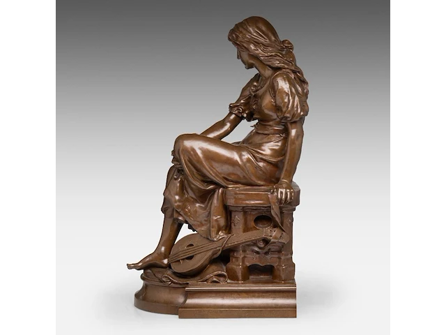 Eugène antoine aizelin (1821-1902), 'mignon', patinated bronze 76 x 28.5 cm. (29.92 x 11.22 in.) - afbeelding 4 van  10