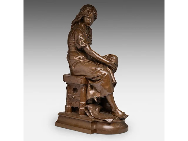 Eugène antoine aizelin (1821-1902), 'mignon', patinated bronze 76 x 28.5 cm. (29.92 x 11.22 in.) - afbeelding 8 van  10