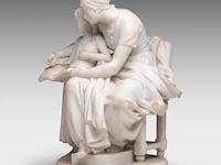 Eugène delaplanche (1836-1891), 'l'éducation maternelle', carrara marble group 53 cm. (20.87 in.) - afbeelding 2 van  8