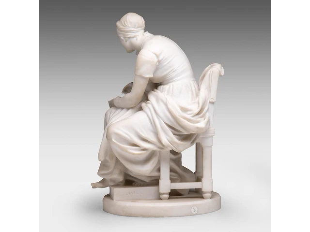 Eugène delaplanche (1836-1891), 'l'éducation maternelle', carrara marble group 53 cm. (20.87 in.) - afbeelding 3 van  8
