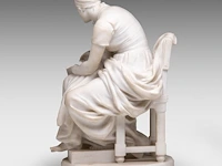Eugène delaplanche (1836-1891), 'l'éducation maternelle', carrara marble group 53 cm. (20.87 in.) - afbeelding 3 van  8