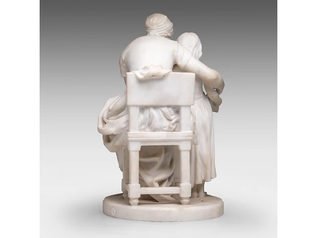 Eugène delaplanche (1836-1891), 'l'éducation maternelle', carrara marble group 53 cm. (20.87 in.) - afbeelding 4 van  8