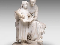 Eugène delaplanche (1836-1891), 'l'éducation maternelle', carrara marble group 53 cm. (20.87 in.) - afbeelding 6 van  8