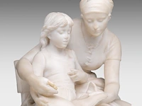 Eugène delaplanche (1836-1891), 'l'éducation maternelle', carrara marble group 53 cm. (20.87 in.) - afbeelding 7 van  8