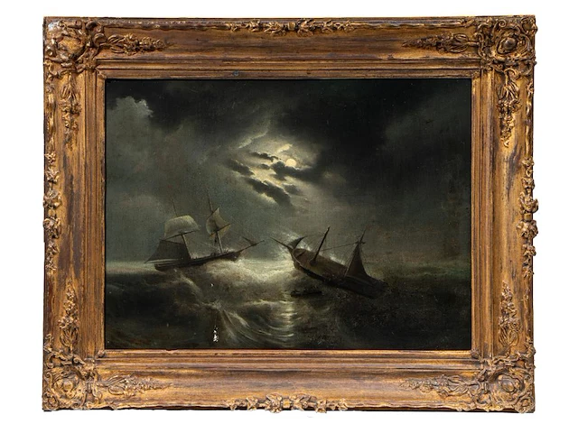Eugène isabey (1803-1886), ships in a storm by night, 184?, oil on canvas 58 x 77 cm. (22.82 x 30.30 in.), frame: 78 x 97 cm. (30.71 x 38.18 in.) - afbeelding 2 van  7