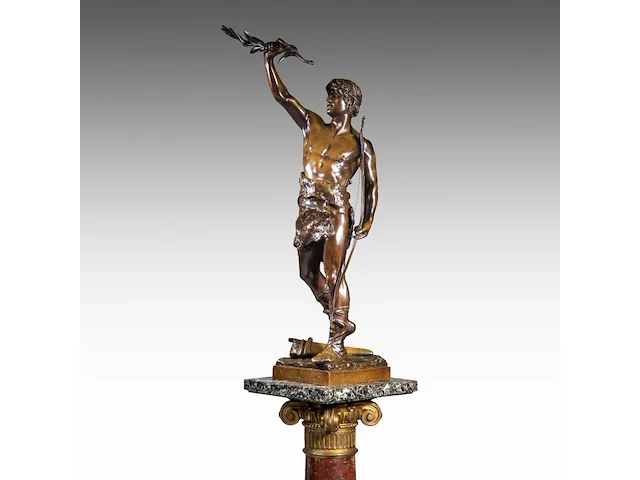 Eugène marioton (1854-1933), 'vainqueur' (1895), patinated bronze on a marble column the bronze: 74 cm. (29.12 in.), with marble column: 199 cm. (78.34 in.) - afbeelding 5 van  12