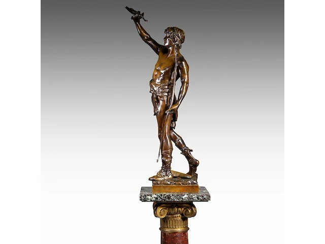 Eugène marioton (1854-1933), 'vainqueur' (1895), patinated bronze on a marble column the bronze: 74 cm. (29.12 in.), with marble column: 199 cm. (78.34 in.) - afbeelding 6 van  12