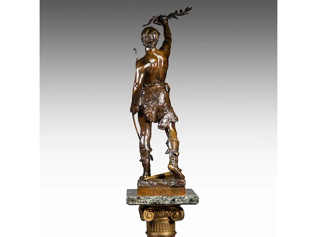 Eugène marioton (1854-1933), 'vainqueur' (1895), patinated bronze on a marble column the bronze: 74 cm. (29.12 in.), with marble column: 199 cm. (78.34 in.) - afbeelding 7 van  12
