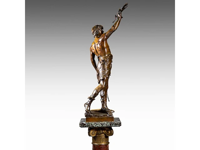 Eugène marioton (1854-1933), 'vainqueur' (1895), patinated bronze on a marble column the bronze: 74 cm. (29.12 in.), with marble column: 199 cm. (78.34 in.) - afbeelding 9 van  12