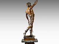 Eugène marioton (1854-1933), 'vainqueur' (1895), patinated bronze on a marble column the bronze: 74 cm. (29.12 in.), with marble column: 199 cm. (78.34 in.) - afbeelding 9 van  12