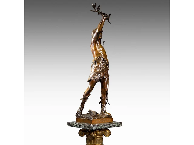Eugène marioton (1854-1933), 'vainqueur' (1895), patinated bronze on a marble column the bronze: 74 cm. (29.12 in.), with marble column: 199 cm. (78.34 in.) - afbeelding 10 van  12
