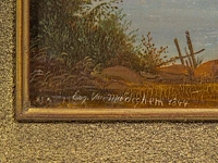 Eugène romain van maldeghem (1813-1867), landscape with watchtower, 1844, oil on panel 19 x 24.5 cm. (7.48 x 9.65 in.), frame: 35 x 41 cm. (13.77 x 16.14 in.) - afbeelding 4 van  5