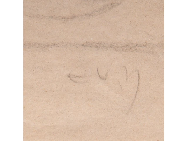 Eugene van mieghem (1875-1930), reclining nude, charcoal drawing, 26 x 41 cm. (10.24 x 16.14 in.), frame: 34 x 49 cm. (13.39 x 19.28 in.) - afbeelding 5 van  6