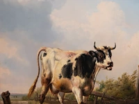 Eugène verboeckhoven (1798-1881), landscape with cow, 1852, oil on mahogany 67 x 55 cm. (26.37 x 21.64 in.), frame: 96 x 84 cm. (37.79 x 33.07 in.)