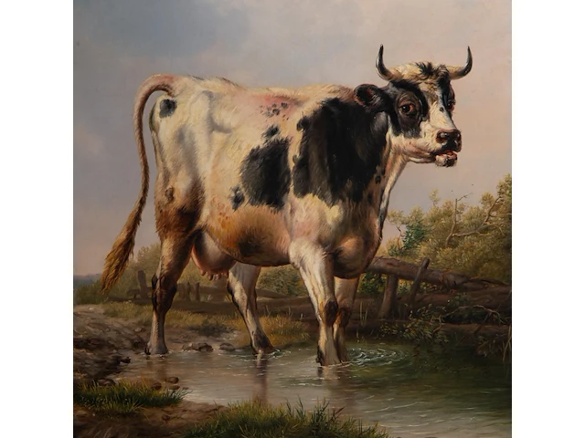 Eugène verboeckhoven (1798-1881), landscape with cow, 1852, oil on mahogany 67 x 55 cm. (26.37 x 21.64 in.), frame: 96 x 84 cm. (37.79 x 33.07 in.) - afbeelding 4 van  6