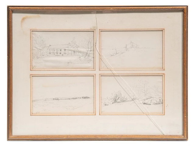 Eugène verboeckhoven (1798/99-1881), a collection of 11 framed pencil landscape sketches - afbeelding 2 van  9