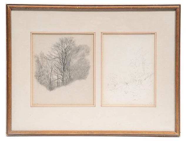 Eugène verboeckhoven (1798/99-1881), a collection of 11 framed pencil landscape sketches - afbeelding 4 van  9