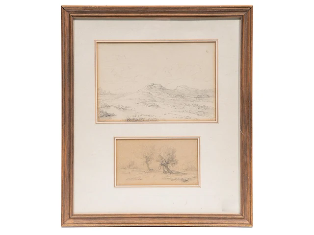 Eugène verboeckhoven (1798/99-1881), a collection of 11 framed pencil landscape sketches - afbeelding 6 van  9