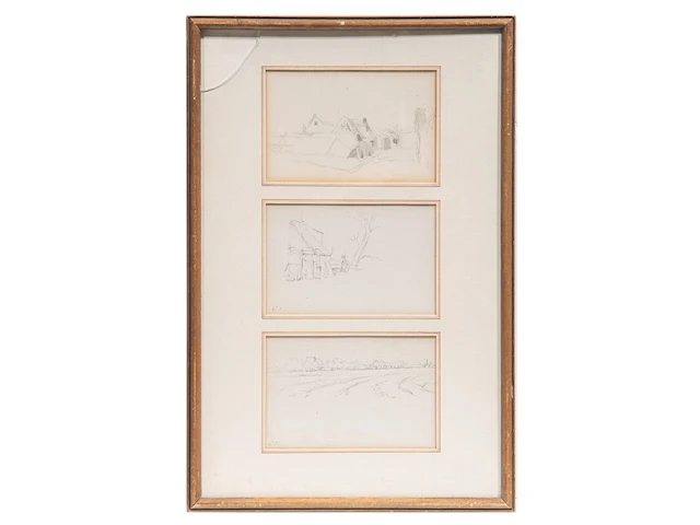 Eugène verboeckhoven (1798/99-1881), a collection of 11 framed pencil landscape sketches - afbeelding 8 van  9
