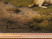 Eugène verboeckhoven (1798/99-1881), resting sheep, goat and chicken in a landscape, 1878, oil on mahogany 14 x 20.5 cm. (5.50 x 8.07 in.), frame: 30 x 37 cm. (11.81 x 14.57 in.) - afbeelding 4 van  6