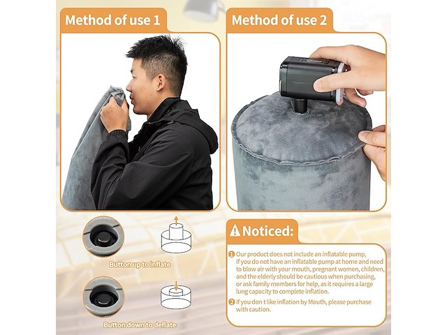 Eulant opblaasbaar zijslaapkussen (2 stuks) - afbeelding 3 van  4