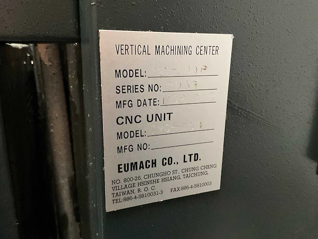Eumach - mc800p - verticale machinecentra - afbeelding 8 van  9