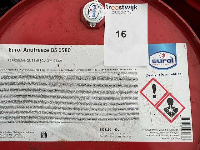 Eurol,inhoud 60 liter antifreeze bs 6580 antivries - afbeelding 2 van  2