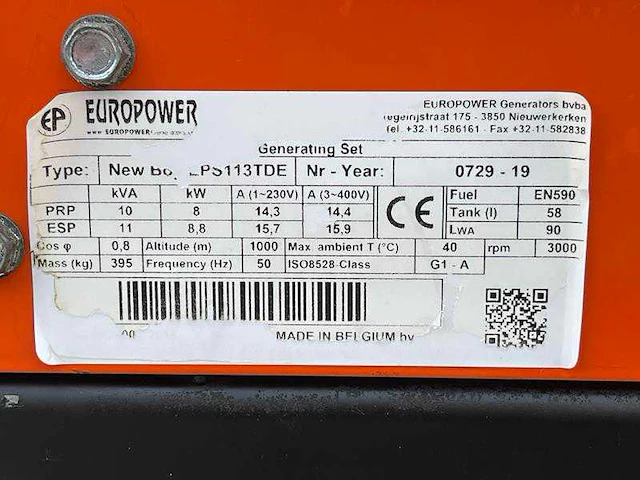Europower - eps 113 tde - stroomgenerator - 2019 - afbeelding 8 van  12