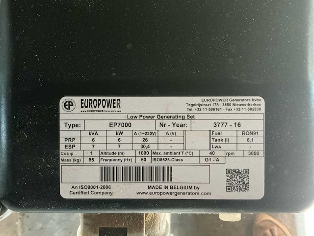 Europower ep7000 stroomgenerator - afbeelding 7 van  7