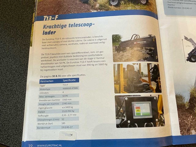 Eurotrac t13cf 850 t kniklader - afbeelding 13 van  20