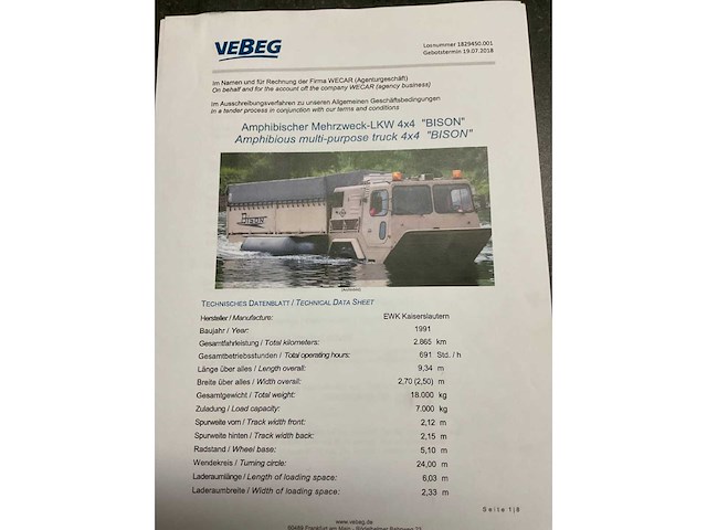Ewk - bison 4x4 - 1 of 1 amphibious truck - 1991 - afbeelding 21 van  34