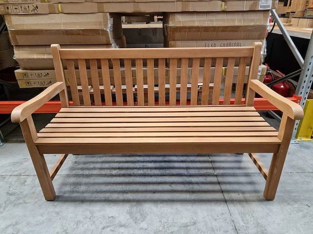 Excellence teak - teak parkbank rechte rug kd 120cm breed - ergonomische vorm - afbeelding 2 van  5