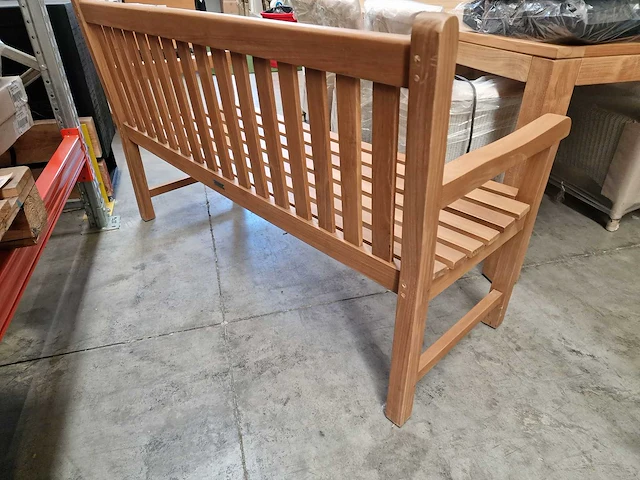 Excellence teak - teak parkbank rechte rug kd 120cm breed - ergonomische vorm - afbeelding 4 van  5