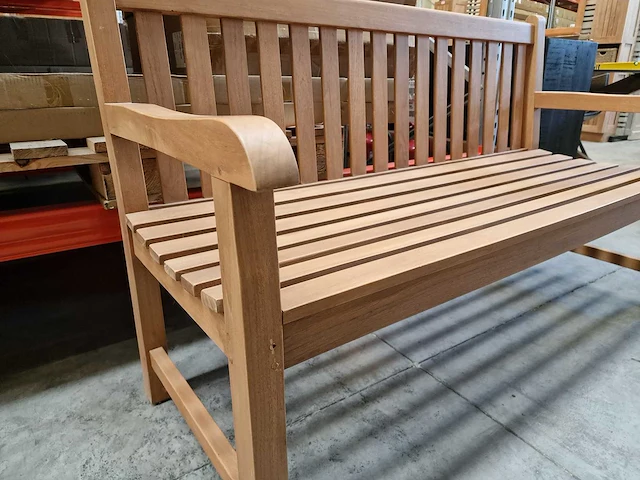 Excellence teak - teak parkbank rechte rug kd 150cm breed - ergonomische vorm - afbeelding 2 van  5